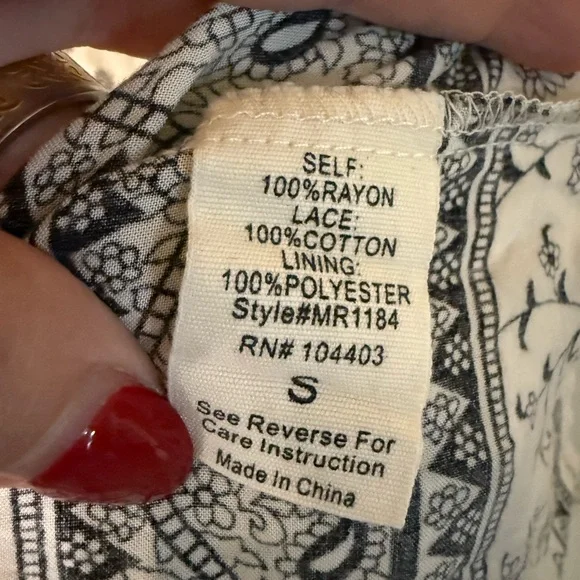 Altar'd State Cream Lace and Black Patterned Mini Dress - Picture 6 of 11